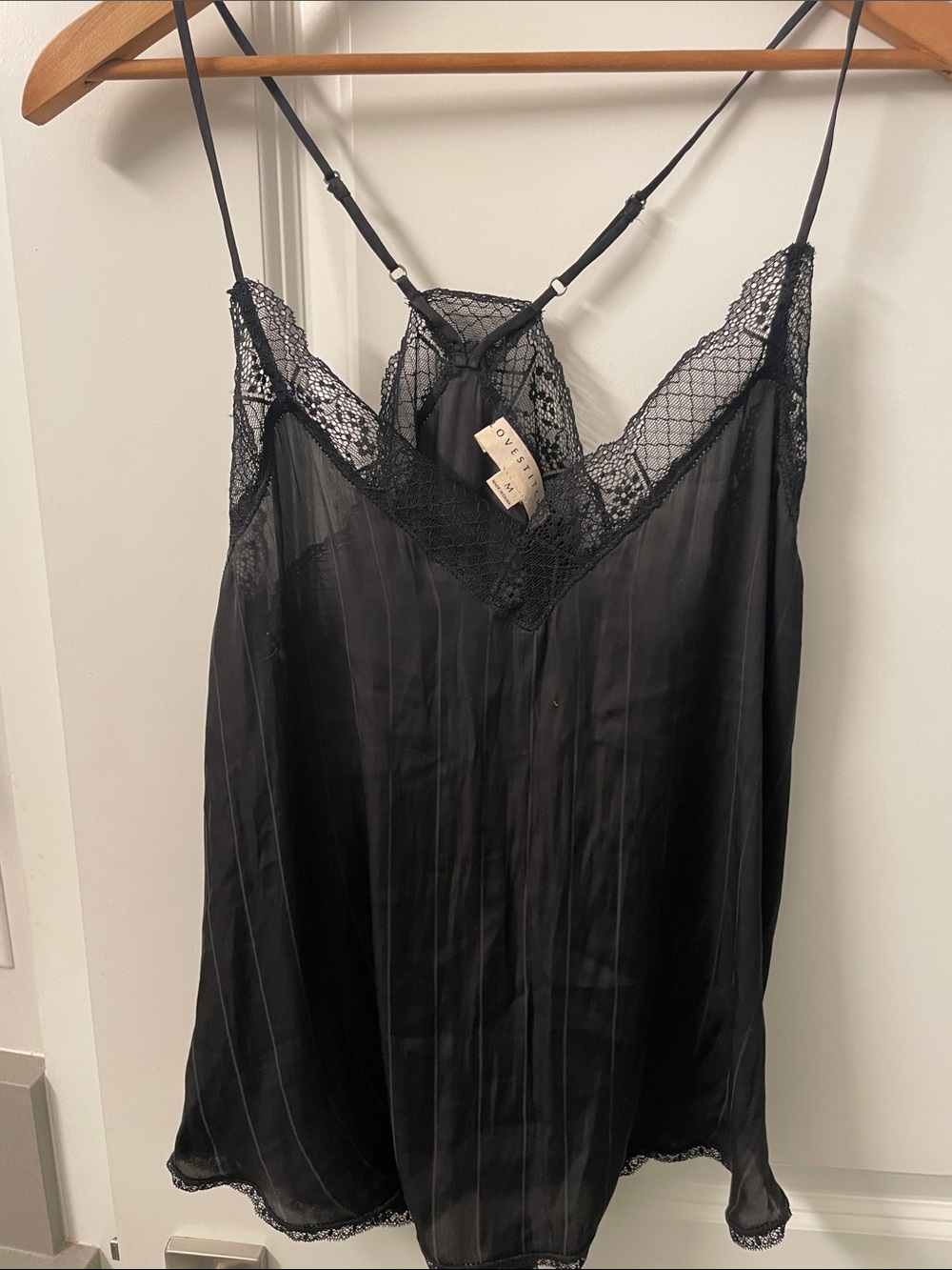 Black Pinstriped satin camisole